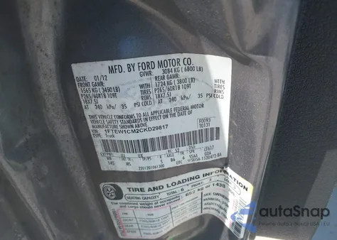 2012 Ford F-150 Xlt from USA, damaged, VIN 1FTEW1CM2CKD29817